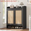 Modern Rattan Shoe Organizer for Entryway/Hallway, Farmhouse Boho Wooden Shoe Storage Cabinet w/Adjustable Shelves - 3 of 4
