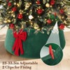 Orieon 33" Green Faux Leather Christmas Tree Collar with Red Bow – Adjustable Modern Tree Base Cover for Holiday Decor. - 4 of 4