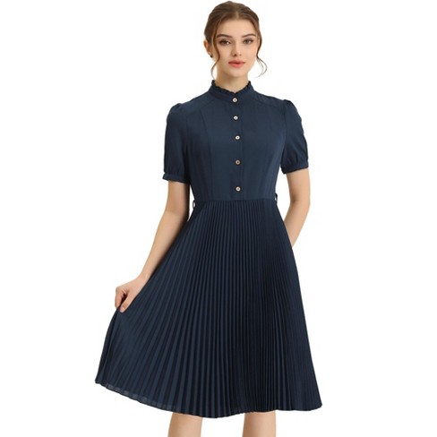 Unique Bargains Women's Casual Ruffle Sleeve Pleated Frill Collar