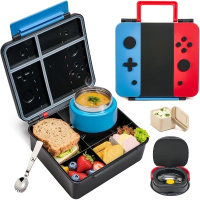 Game-Themed Bento Lunch Box for Kids with Thermo Jar, Spoon & Sauce Cup