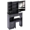 Small Size Left Drawer Makeup Vanity Desk With Cushioned Stool, Power Station, Makeup Table Set with Extra Large Touch Control Sliding LED Mirror - 3 of 4