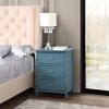 GlasFlength Nightstands Modern Three Drawer Bedside Table with Metal Handles Elegant Design for Bedroom Storage, Blue, 19"*15"*25" - 2 of 4