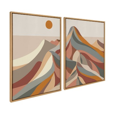 Colorful Mid-Century Modern Mountain Landscape Canvas Art Set