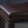 NicBex Modern Saddle Bar Stools Set of 2/4,26" PU Leather Counter Height Bar Stools,Island Chairs with Nailhead Trim,Bar Chairs for Kitchen,Dark Brown - 4 of 4