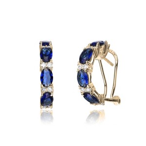 Guili Sterling Silver Gold Plated Half Hoop Earrings with Colored Cubic Zirconia – A Stylish and Elegant Design That Adds a Bold Touch to Any Look - 1 of 2