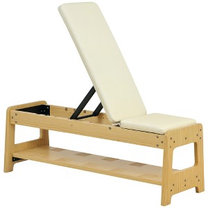 Soozier Adjustable Weight Bench with Dumbbell Rack, Wooden Flat or Incline Bench for Home Gym Weight Lifting Training - 1 of 4