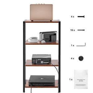 VEVOR 4-Tier AV Media Stand, Corner TV Stand, Height Adjustable Wooden Shelves for DVD Players/Cable Boxes/Games Consoles, Brown - 1 of 4