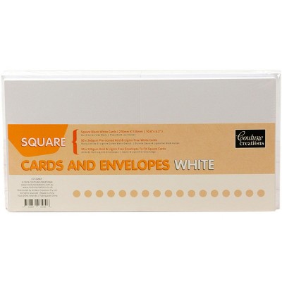 Couture Creations Square Cards W/Envelopes 50/Pkg-White, 5.3"X5.3" Folded