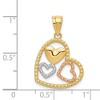 Black Bow Jewelry 14k Two Tone Gold and White Rhodium Triple Heart Pendant, 17mm - 4 of 4