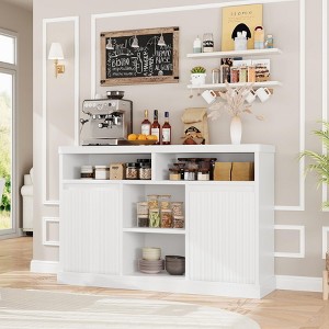 Fluted Sideboard Buffet Cabinet with Adjustable Shelves, Modern Credenza with 2 Enclose Storage Space - 1 of 4