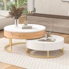 Vynxaria White & Natural Round Lift-Top Coffee Tables - 31.5" Nesting Set with Storage - 2 of 4