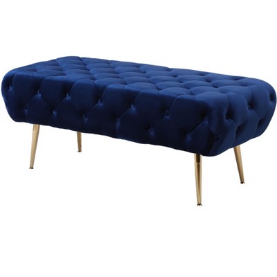 NicBex Modern 50" Bedroom Bench Velvet Upholstered Accent Stools with Button Tufted and Gold Legs for Bedroom and Entryway