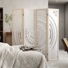 Costway 66" Boho 4-Panel Room Divider with Carved Pattern & Solid Wood Frame 360° Hinges - 2 of 4