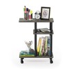Furinno U-Shape Rolling Storage Cart Sofa Side End Table w/Open Display Shelf,Oak - 2 of 4