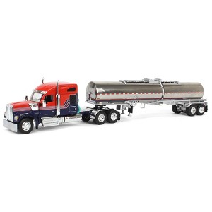 First Gear DCP 1/64 Red & Blue Kenworth W990 76in Sleeper with Brenner Chemical Tank Trailer 60-1731 - 1 of 4