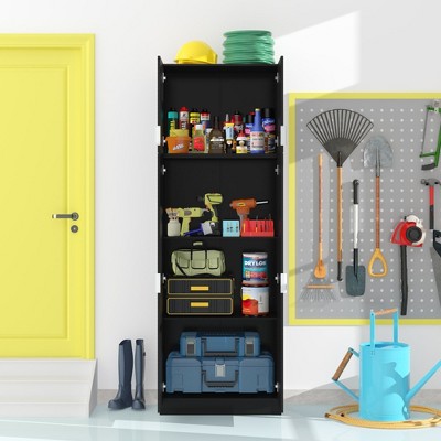 FUFU&GAGA Black Tool Cabinet Utility Cabinet: Multi - Shelf Storage, Dust - Proof, Sturdy for Garage & Workshop Freestanding Cabinet