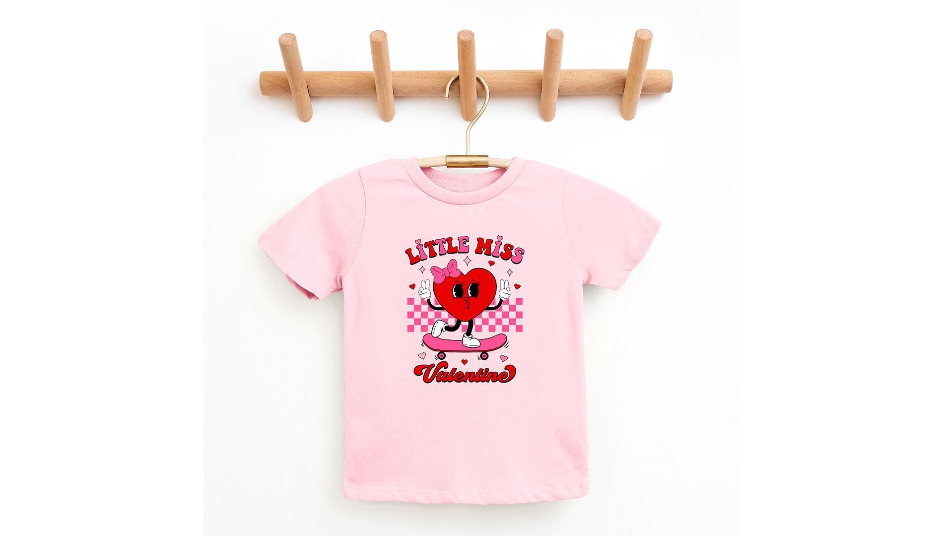 The Juniper Shop Little Miss Valentine Skateboard Toddler Short Sleeve Tee - 2T - Pink