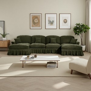 Classic U-Shaped 4-Seater Modular Sectional Sofa with Flared Arms & Ottomans - 1 of 4
