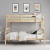MAYEERTY Twin over Full Bunk Bed with Ladder, Wooden Bed Frame with High Guardrail and Ladder for Kids, No Box Spring Needed, Natural - 2 of 4