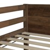 DOMETOUR Twin over Twin Floor Bunk Bed with Panel Headboard, Solid Rubber Wood, Safety Guardrails, Built-in Ladder, Antique Oak - 2 of 4