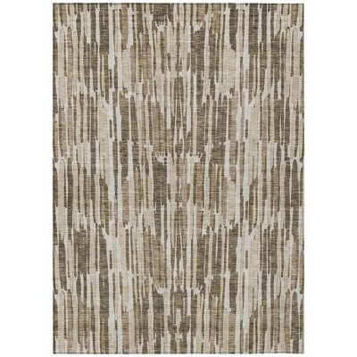 Brown And Taupe Abstract Washable Indoor Outdoor Area Rug