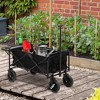Outsunny Collapsible Wagon, Graden Carts with Wheels, Adjustable Handle, Folding Table and Cup Holders - 3 of 4