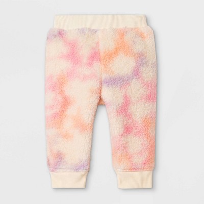 Baby Girls' Tie-Dye Cozy Pull-On Pants - Cat & Jack™ Off-White 6-9M
