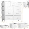 ELJGET 10 Drawer Dresser, PU Chest with Side Pockets & Hooks, Metal Frame Storage Organizer for Bedroom, Closet, Living Room – White - 2 of 4