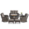 Buenhomino 7 Piece Outdoor Patio Wicker Conversation Set with Fire Pit Table, Includes Glider Loveseat, Swivel Rocking Chairs, Ottomans and Side Table - 2 of 4