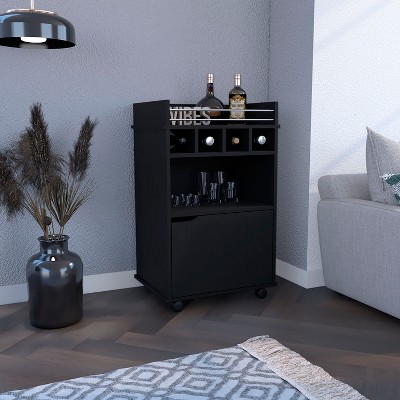Vynxaria Espresso Finish Wine Cabinet - Elegant Design, Wooden Doors, Wine Bottle Rack