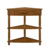 LIVAREEmlen 33.8'' Small Triangle Corner Table, Wood Corner Side Table for Small Spaces, 3 Tier End Corner Table with Solid Wood Legs, Brown - 3 of 4