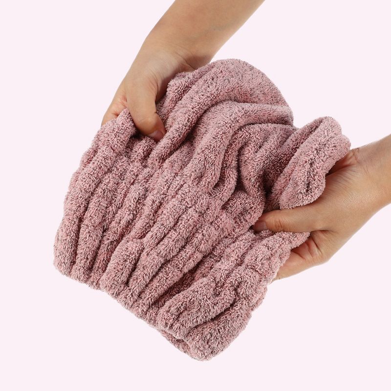 Unique Bargains Charcoal Fiber Hair Drying Towel Dry Cap 1 Pc, 3 of 8