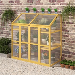 Cold Frame Greenhouse for Winter Large Wooden Greenhouse Garden Polycarbonate Portable Greenhouse 2-Tier with Shelf for Outdoor Indoor Use - 1 of 4
