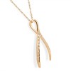 Pompeii3 1/5Ct Diamond Wishbone Pendant In 14K White & Yellow Gold 1" Tall - 2 of 4