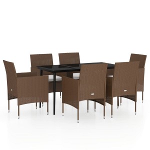 vidaXL Patio Dining Set Outdoor Dining Set Table and Chair Set for Garden - Brown and Black 55.1" Table Length 6-Piece - 1 of 4