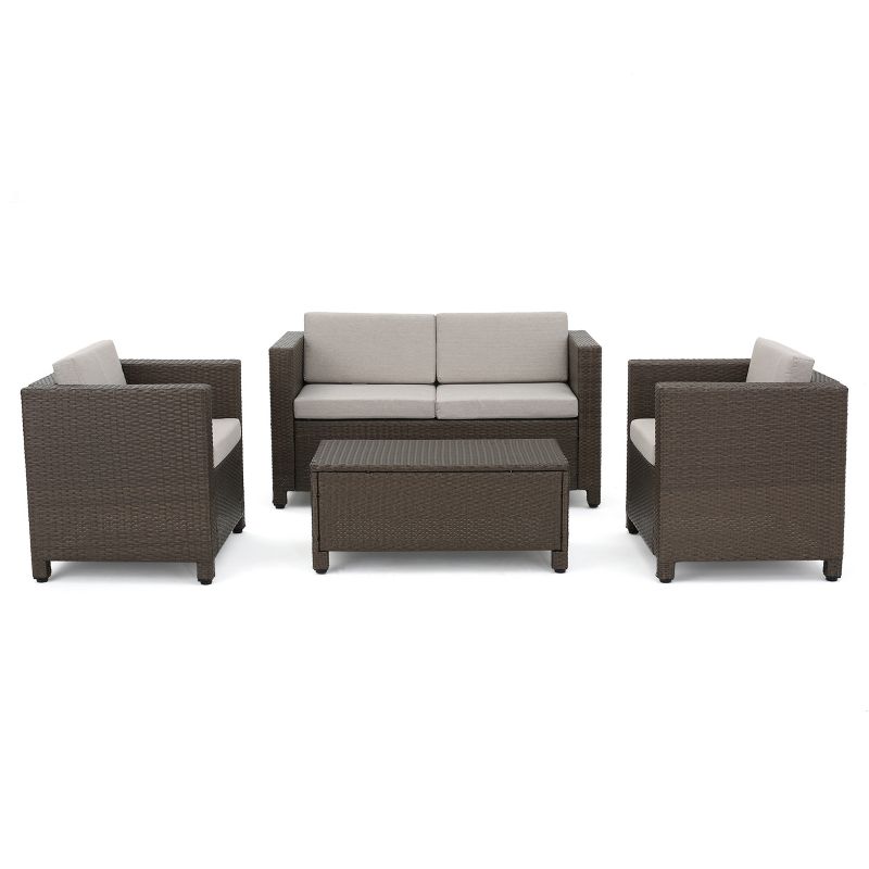 Puerta 4pc Wicker Chat Set - Light Brown/Ceramic Gray - Christopher Knight Home, 3 of 6
