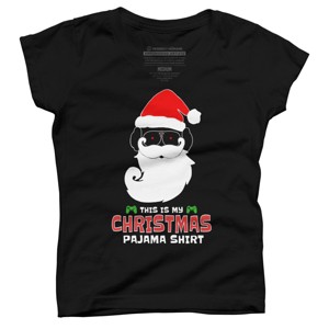 Girl's Design By Humans This Is My Christmas Pajama Shirt Gamer Video Game Santa By TELO213 T-Shirt - 1 of 3