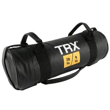 TRX Power Bag 20 Pound Indoor Outdoor Multipurpose Moisture-Resistant Vinyl Prefilled Weighted Exercise Training Gym Sandbag with 5 Handles, Black