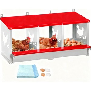 Coucheta Chicken Nesting Box, Wall Mount/Free Standing Poultry Nest for Chickens, Metal Chicken Laying Boxes with Perch, Secure Lid, Vented Holes - 1 of 2