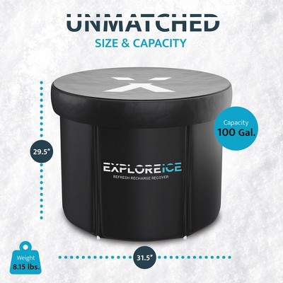 Explore Ice Black Round Inflatable Cold Plunge Bath Tub Set