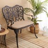 Outdoor Garden Bench with Floral Backrest Patio Park Bench with Cushion Decorative Metal Seating for Porch Lawn or Yard Outdoor Furniture-The Pop Home - 3 of 4