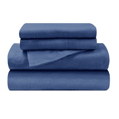 Paisley or Solid Flannel Cotton Deep Pocket Sheet Set by Blue Nile Mills