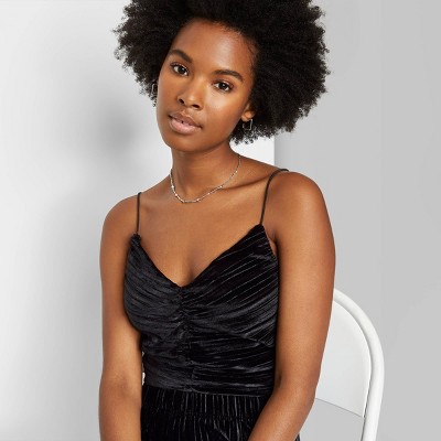 Women's Slim Fit Cinched Front Velvet Tiny Tank Top - Wild Fable™ Black XS