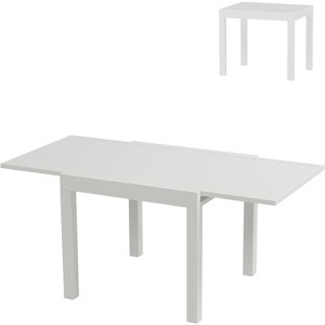 White Expandable Patio Table for 4-6 People, Extendable Outdoor Dining Table with Rust Free Aluminum Frame, Perfect for Backyard, Deck & Porch - 1 of 4
