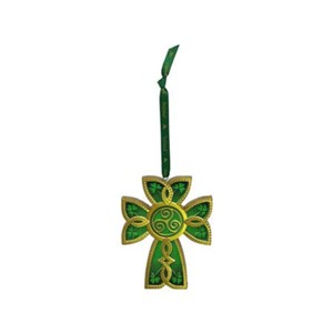 Slickblue Celtic High Cross Hanging Ornament – Irish Resin Decor with Shamrock & Triskelion, 3.9" - 1 of 3