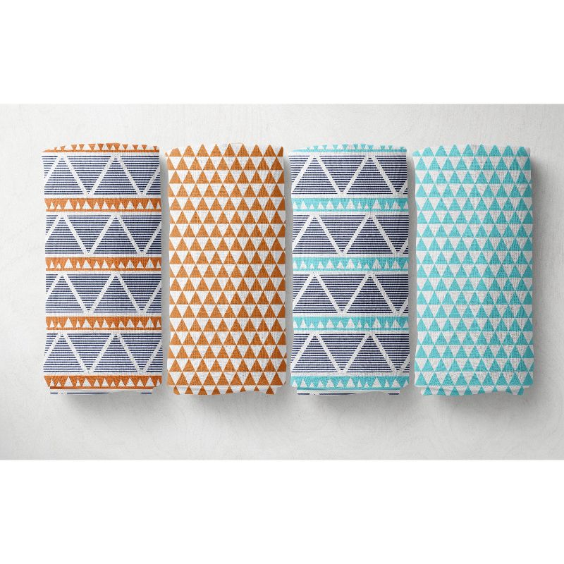 Bacati - Boys Triangles Aqua Navy 10 pc Crib Bedding Set with 4 Swaddling Blankets, 5 of 9