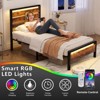 Karl Home Bed Frame with LED Light and Charging Station, Metal Platform Bed with Wood Headboard, No Box Spring Needed - 4 of 4