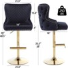 SKRAN Bar Stool, Counter Height Kitchen Chairs Golden Base, Velvet Swivel Padded Cushion Bar Chair, Lion Head Ring Nailhead Diamond Pattern - 3 of 4
