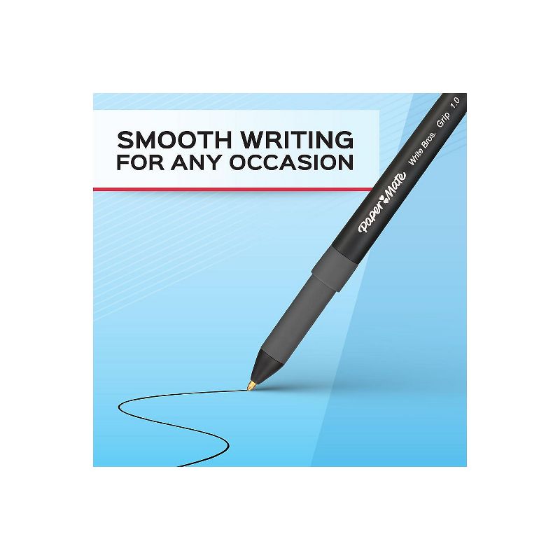 Paper Mate Write Bros Grip Ballpoint Stick Pen Blue Ink Medium Dozen 8808087, 3 of 7