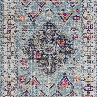 light blue, navy, ivory, orange, pink, mustard